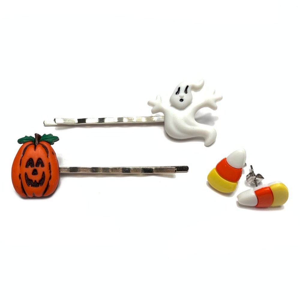 Candy Corn Earring & Halloween Bobby Pin Bundle - Picture 1 of 6